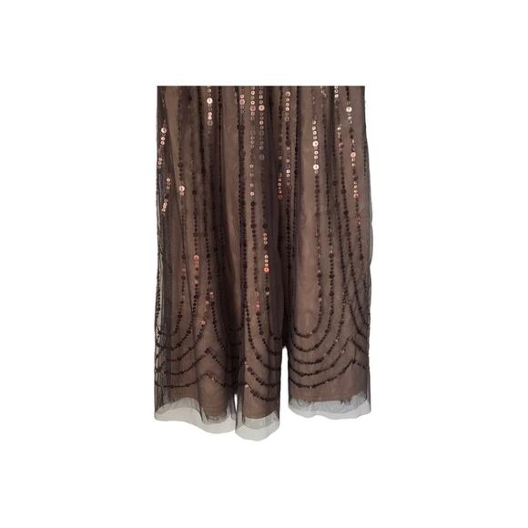 Eliza J Womens Dress Size 4 Brown Sleeveless Sequin Embroidered Empire Waist - Picture 4 of 11
